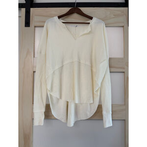 Altar’d State Women’s Small Cream Waffle Knit Thermal Tunic Long Sleeve Top